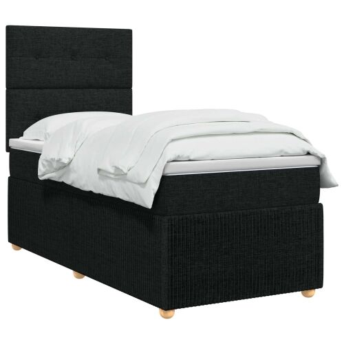 Boxspring krevet s madracem Crna 90 x 200 cm Tkanina - Crna 90 x 200 cm Prošiveno gumbima Cijena