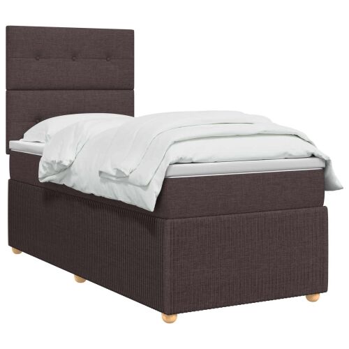 Boxspring krevet s madracem Tamno smeđa 90 x 200 cm Tkanina - Tamno smeđa 90 x 200 cm Prošiveno gumbima Cijena