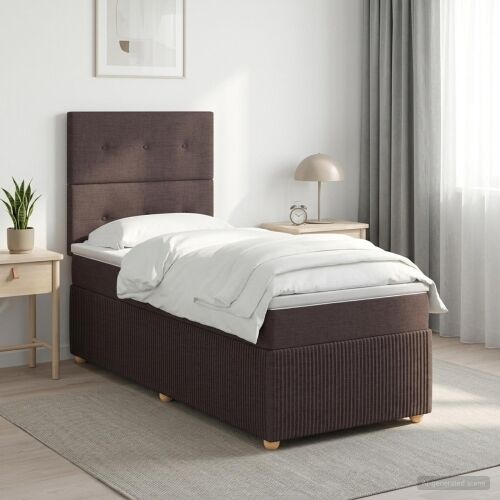 Boxspring krevet s madracem Tamno smeđa 90 x 200 cm Tkanina - Tamno smeđa 90 x 200 cm Prošiveno gumbima Cijena