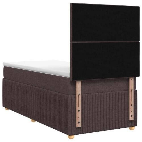 Boxspring krevet s madracem Tamno smeđa 90 x 200 cm Tkanina - Tamno smeđa 90 x 200 cm Prošiveno gumbima Cijena