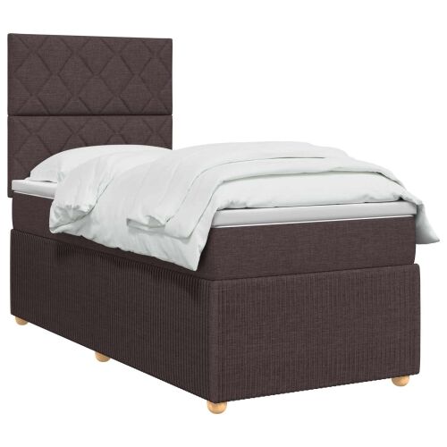 Boxspring krevet s madracem Tamno smeđa 90 x 200 cm Tkanina - Tamno smeđa 90 x 200 cm Dizajn s rombovima Cijena