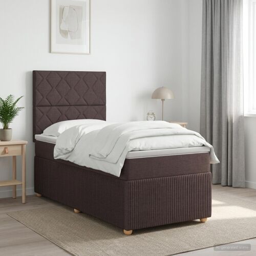 Boxspring krevet s madracem Tamno smeđa 90 x 200 cm Tkanina - Tamno smeđa 90 x 200 cm Dizajn s rombovima Cijena