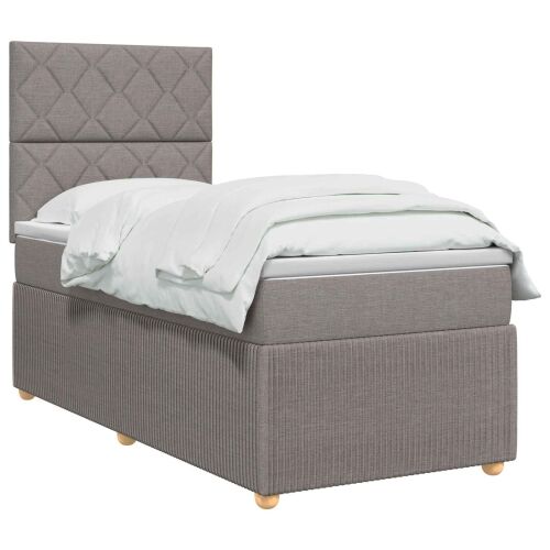 Boxspring krevet s madracem Sivosmeđa 90 x 200 cm Tkanina - Sivosmeđa 90 x 200 cm Dizajn s rombovima Cijena