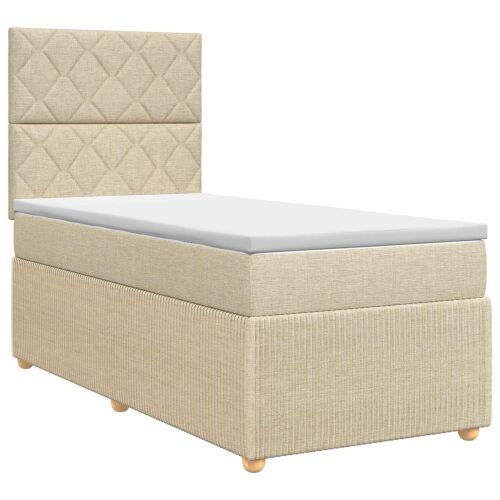 Boxspring krevet s madracem Krem 90 x 200 cm Tkanina - Krem 90 x 200 cm Dizajn s rombovima Cijena