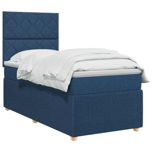 Boxspring krevet s madracem Plava 90 x 200 cm Tkanina - Plava 90 x 200 cm Dizajn s rombovima Cijena