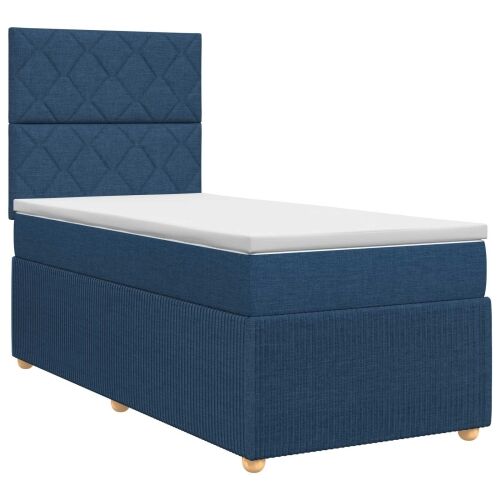 Boxspring krevet s madracem Plava 90 x 200 cm Tkanina - Plava 90 x 200 cm Dizajn s rombovima Cijena