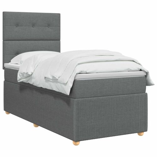 Boxspring krevet s madracem Tamnosiva 100 x 200 cm Tkanina - Tamnosiva 100 x 200 cm Prošiveno gumbima Cijena