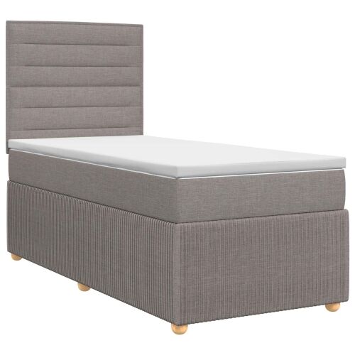 Boxspring krevet s madracem Sivosmeđa 100 x 200 cm Tkanina - Sivosmeđa 100 x 200 cm Prošiveno gumbima Cijena