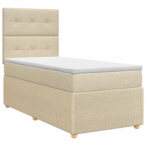 Boxspring krevet s madracem Krem 100 x 200 cm Tkanina - Krem 100 x 200 cm Prošiveno gumbima Cijena