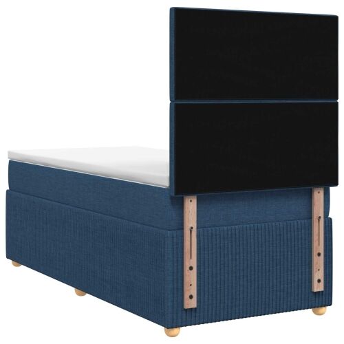 Boxspring krevet s madracem Plava 100 x 200 cm Tkanina - Plava 100 x 200 cm Prošiveno gumbima Cijena