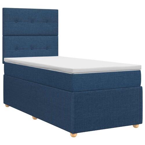 Boxspring krevet s madracem Plava 100 x 200 cm Tkanina - Plava 100 x 200 cm Prošiveno gumbima Cijena
