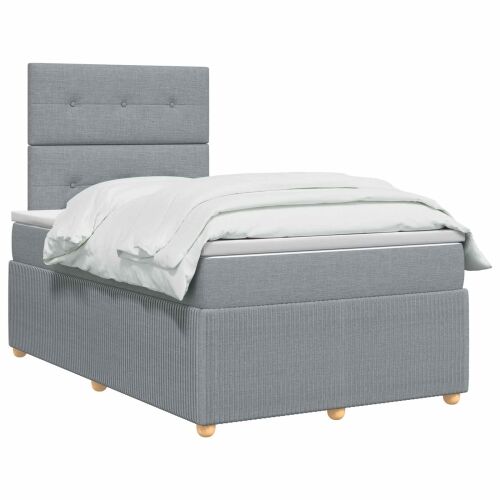 Boxspring krevet s madracem Svjetlosiva 120 x 190 cm Tkanina - Svjetlosiva 120 x 190 cm Prošiveno gumbima Cijena