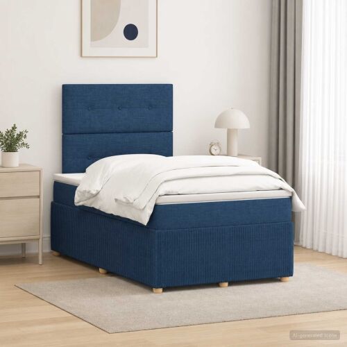Boxspring krevet s madracem Plava 120 x 190 cm Tkanina - Plava 120 x 190 cm Prošiveno gumbima Cijena