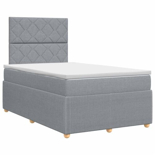 Boxspring krevet s madracem Svjetlosiva 120 x 190 cm Tkanina - Svjetlosiva 120 x 190 cm Dizajn s rombovima Cijena