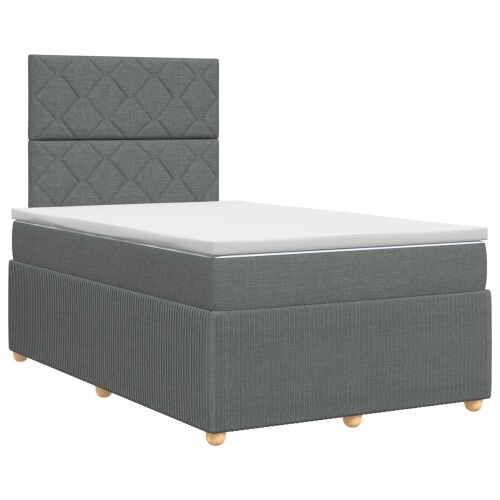 Boxspring krevet s madracem Tamnosiva 120 x 190 cm Tkanina - Tamnosiva 120 x 190 cm Dizajn s rombovima Cijena