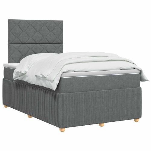 Boxspring krevet s madracem Tamnosiva 120 x 190 cm Tkanina - Tamnosiva 120 x 190 cm Dizajn s rombovima Cijena