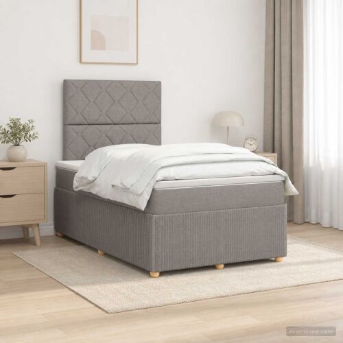 Boxspring krevet s madracem Sivosmeđa 120 x 190 cm Tkanina - Sivosmeđa 120 x 190 cm Dizajn s rombovima Cijena