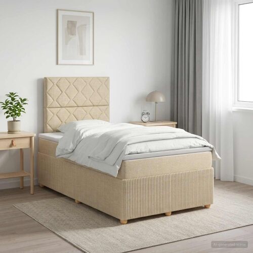 Boxspring krevet s madracem Krem 120 x 190 cm Tkanina - Krem 120 x 190 cm Dizajn s rombovima Cijena
