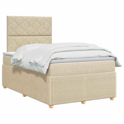 Boxspring krevet s madracem Krem 120 x 190 cm Tkanina - Krem 120 x 190 cm Dizajn s rombovima Cijena