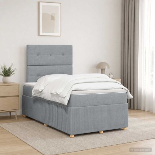 Boxspring krevet s madracem Svjetlosiva 120 x 200 cm Tkanina - Svjetlosiva 120 x 200 cm Prošiveno gumbima Cijena