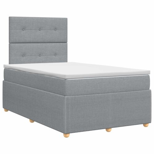 Boxspring krevet s madracem Svjetlosiva 120 x 200 cm Tkanina - Svjetlosiva 120 x 200 cm Prošiveno gumbima Cijena