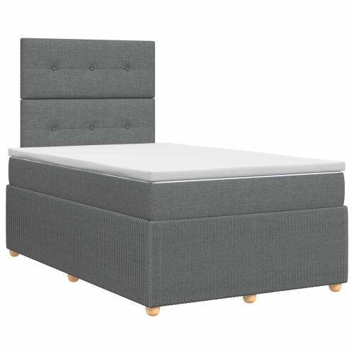 Boxspring krevet s madracem Tamnosiva 120 x 200 cm Tkanina - Tamnosiva 120 x 200 cm Prošiveno gumbima Cijena