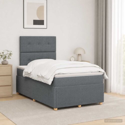 Boxspring krevet s madracem Tamnosiva 120 x 200 cm Tkanina - Tamnosiva 120 x 200 cm Prošiveno gumbima Cijena