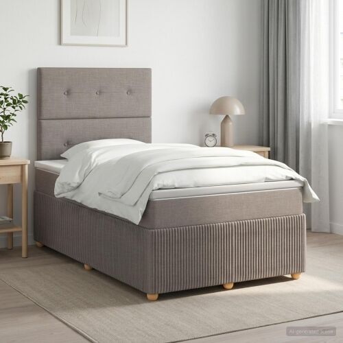 Boxspring krevet s madracem Sivosmeđa 120 x 200 cm Tkanina - Sivosmeđa 120 x 200 cm Prošiveno gumbima Cijena