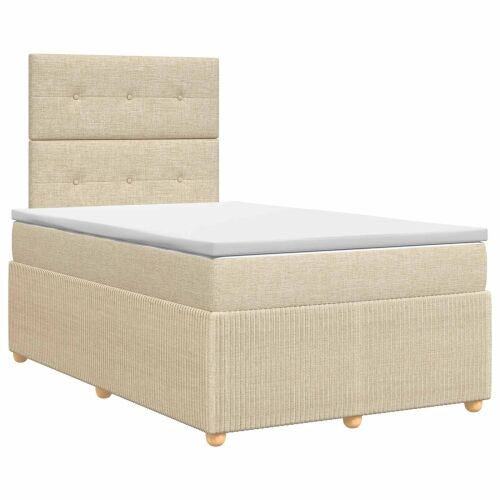 Boxspring krevet s madracem Krem 120 x 200 cm Tkanina - Krem 120 x 200 cm Prošiveno gumbima Cijena