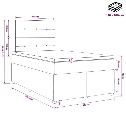 Boxspring krevet s madracem Plava 120 x 200 cm Tkanina - Plava 120 x 200 cm Prošiveno gumbima Cijena
