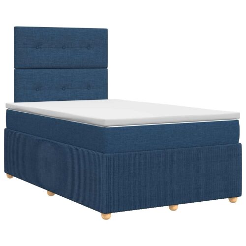 Boxspring krevet s madracem Plava 120 x 200 cm Tkanina - Plava 120 x 200 cm Prošiveno gumbima Cijena