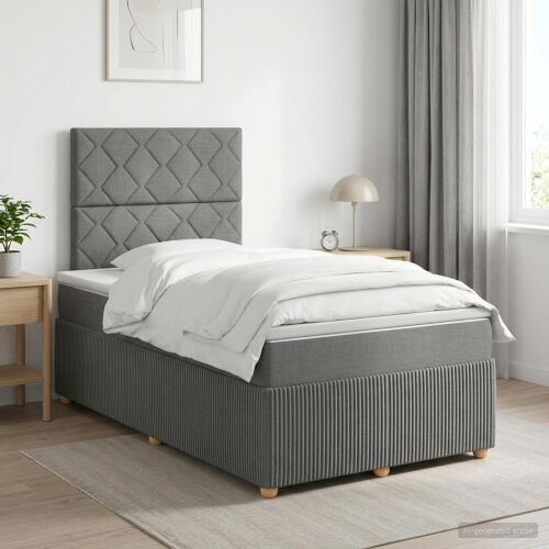 Boxspring krevet s madracem Tamnosiva 120 x 200 cm Tkanina - Tamnosiva 120 x 200 cm Dizajn s rombovima Cijena