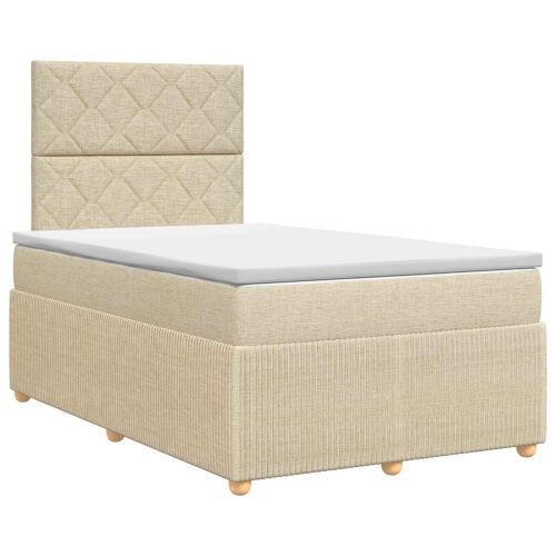 Boxspring krevet s madracem Krem 120 x 200 cm Tkanina - Krem 120 x 200 cm Dizajn s rombovima Cijena