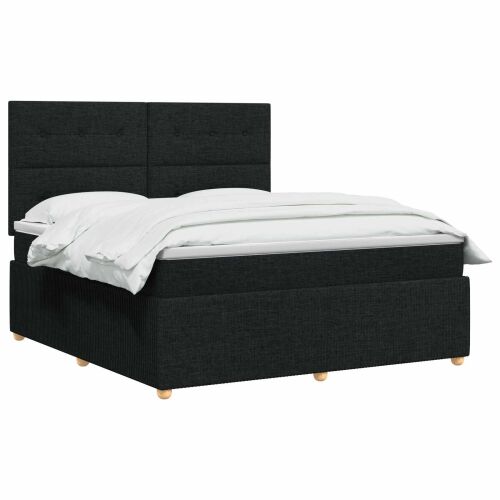 Boxspring krevet s madracem Crna 140 x 190 cm Tkanina - Crna 140 x 190 cm Prošiveno gumbima Cijena