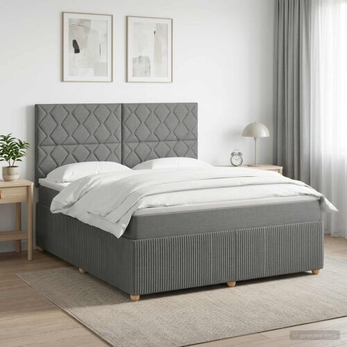 Boxspring krevet s madracem Tamnosiva 160 x 200 cm Tkanina - Tamnosiva 160 x 200 cm Dizajn s rombovima Cijena