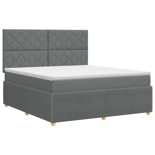 Boxspring krevet s madracem Tamnosiva 160 x 200 cm Tkanina - Tamnosiva 160 x 200 cm Dizajn s rombovima Cijena
