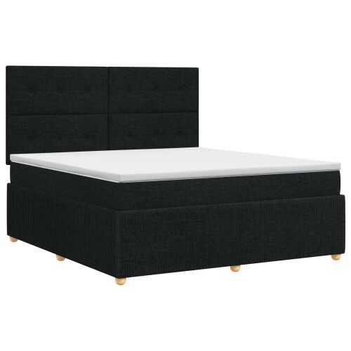 Boxspring krevet s madracem Crna 180 x 200 cm Tkanina - Crna 180 x 200 cm Prošiveno gumbima Cijena