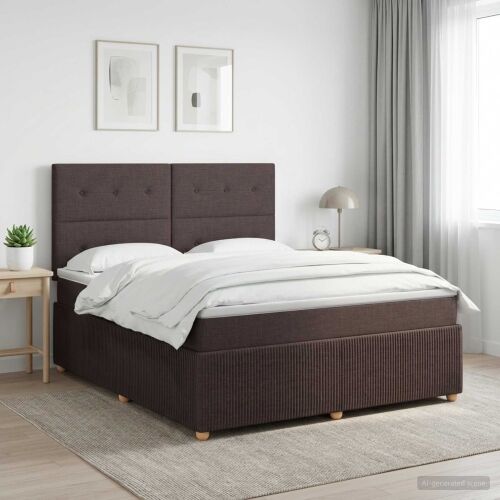 Boxspring krevet s madracem Tamno smeđa 180 x 200 cm Tkanina - Tamno smeđa 180 x 200 cm Prošiveno gumbima Cijena
