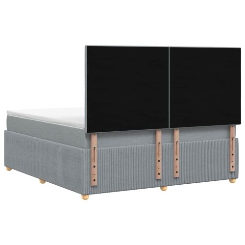 Boxspring krevet s madracem Svjetlosiva 180 x 200 cm Tkanina - Svjetlosiva 180 x 200 cm Dizajn s rombovima Cijena