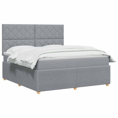 Boxspring krevet s madracem Svjetlosiva 180 x 200 cm Tkanina - Svjetlosiva 180 x 200 cm Dizajn s rombovima Cijena