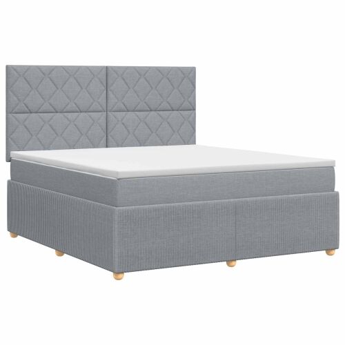 Boxspring krevet s madracem Svjetlosiva 180 x 200 cm Tkanina - Svjetlosiva 180 x 200 cm Dizajn s rombovima Cijena