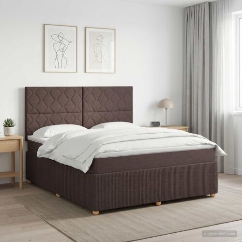 Boxspring krevet s madracem Tamno smeđa 180 x 200 cm Tkanina - Tamno smeđa 180 x 200 cm Dizajn s rombovima Cijena