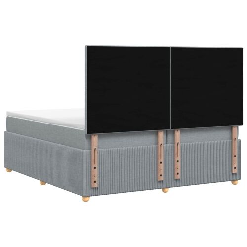 Boxspring krevet s madracem Svjetlosiva 200 x 200 cm Tkanina - Svjetlosiva 200 x 200 cm Prošiveno gumbima Cijena
