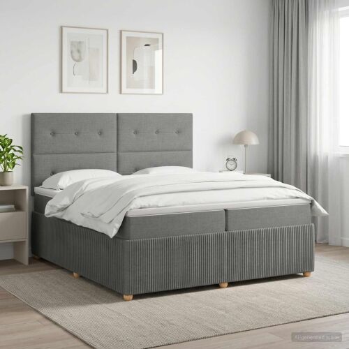 Boxspring krevet s madracem Tamnosiva 200 x 200 cm Tkanina - Tamnosiva 200 x 200 cm Prošiveno gumbima Cijena