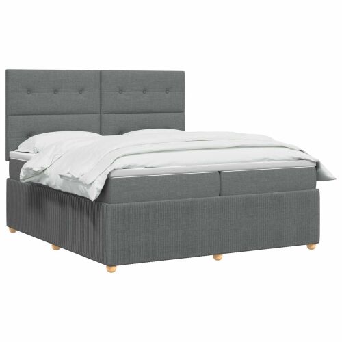 Boxspring krevet s madracem Tamnosiva 200 x 200 cm Tkanina - Tamnosiva 200 x 200 cm Prošiveno gumbima Cijena
