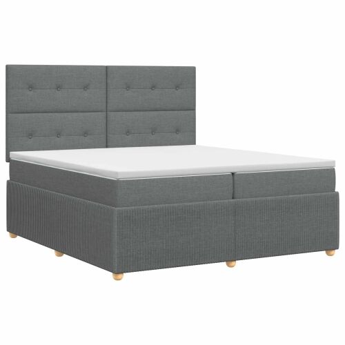 Boxspring krevet s madracem Tamnosiva 200 x 200 cm Tkanina - Tamnosiva 200 x 200 cm Prošiveno gumbima Cijena