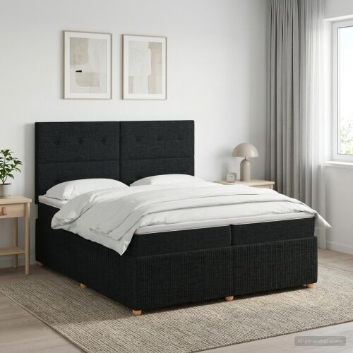 Boxspring krevet s madracem Crna 200 x 200 cm Tkanina - Crna 200 x 200 cm Prošiveno gumbima Cijena