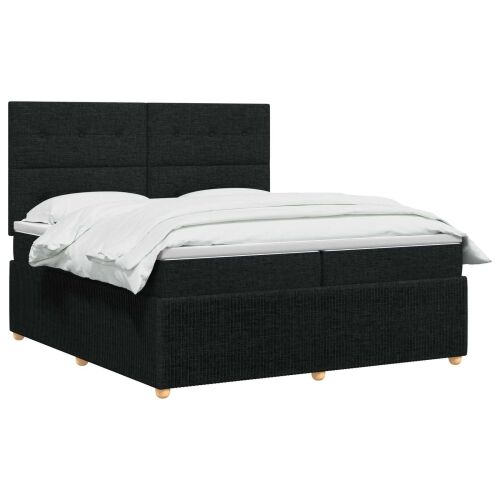 Boxspring krevet s madracem Crna 200 x 200 cm Tkanina - Crna 200 x 200 cm Prošiveno gumbima Cijena