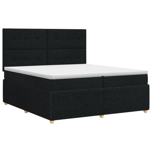 Boxspring krevet s madracem Crna 200 x 200 cm Tkanina - Crna 200 x 200 cm Prošiveno gumbima Cijena