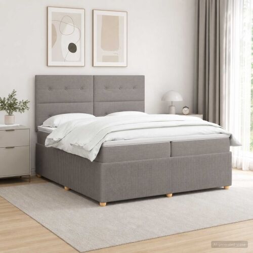 Boxspring krevet s madracem Sivosmeđa 200 x 200 cm Tkanina - Sivosmeđa 200 x 200 cm Prošiveno gumbima Cijena